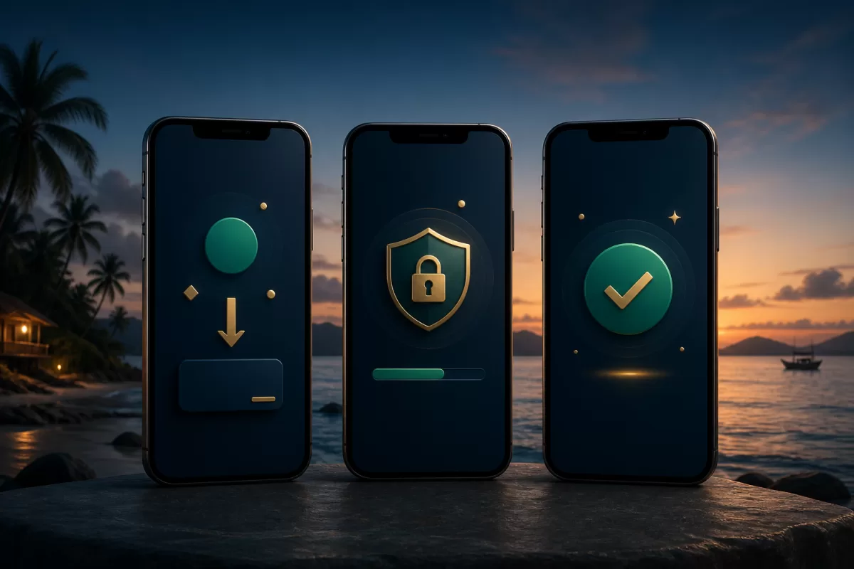 pinasjili mobile installation steps with secure progress symbols