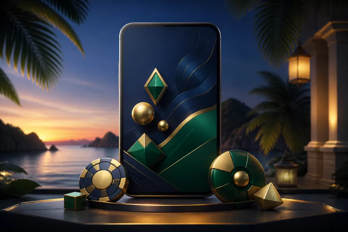 pinasjili mobile entertainment guide with tropical navy and emerald design