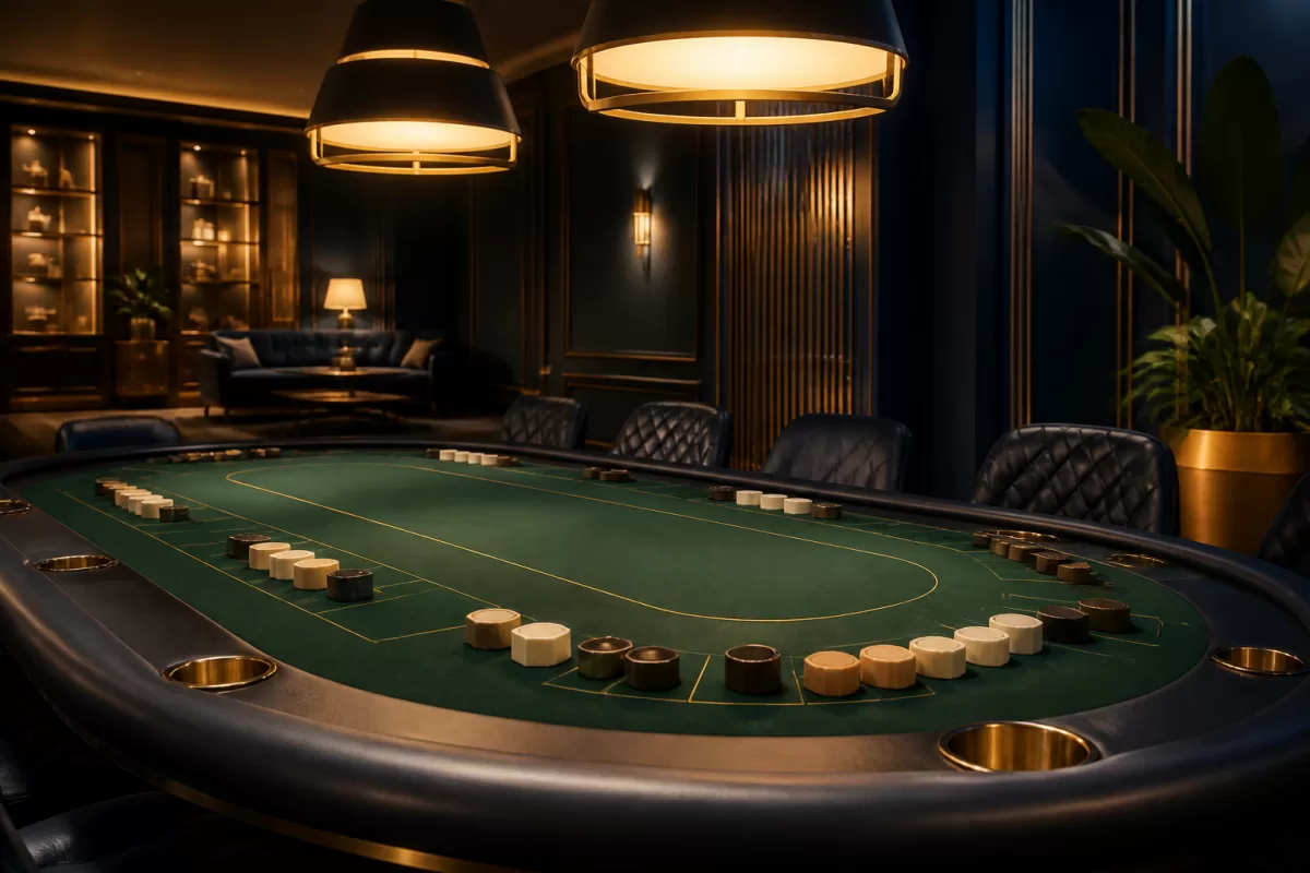 pinasjili live casino studio table in navy emerald and gold