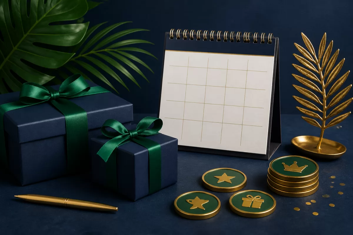 pinasjili promotions calendar with emerald gift boxes